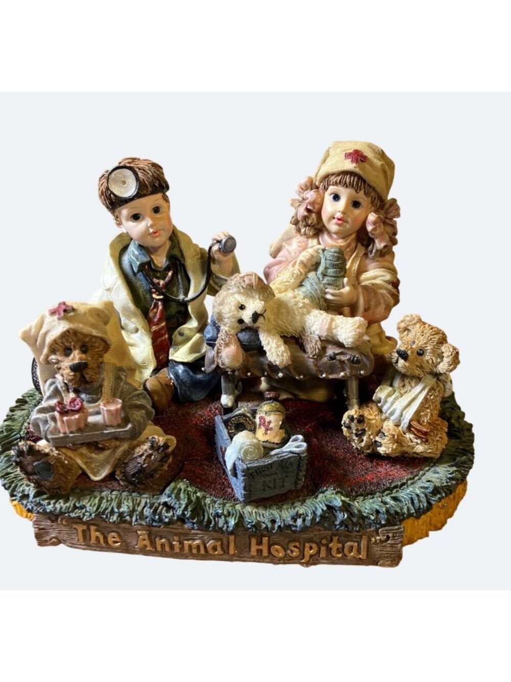 Yesterdays Child Dollstone Collection Jessica and Timmy Animal Hospital Figurine